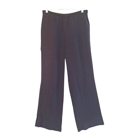 Chico's 100% Linen Pant Black Pull On Wide Leg Back Pockets size 1 S 8 10 Long - Picture 6 of 16